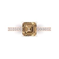 Clara Pucci 1.66ct Cushion Cut Solitaire Brown Champagne Simulated Diamond Engagement Promise Anniversary Bridal Ring Real 14k Rose Gold