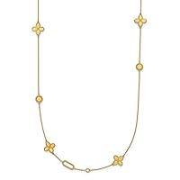 14k Gold Flowers and Discs Fancy Link Necklace 34 Inch Measures 12.4mm Wide Jewelry Gifts for Women