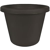 15.5 Inch Round Classic Planter - Plastic Plant Pot for Indoor Outdoor Plants Flowers Herbs, Black