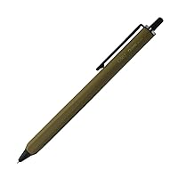 OHTO GS02 Roller Gel Pen, Retractable Needle Tip 0.5mm Fine Point, Khaki Barrel, Ultra-Quick Drying Black Gel Ink Pen, All-Metal Hybrid Body, GS02-G5-KK