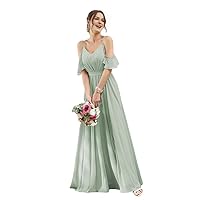 a line Spaghetti Straps Bridemaid Dresses with Split Side Ruched Chiffon Women's Formal Dress