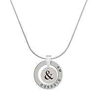 Silvertone Disc - Symbol - I am Blessed Ring Charm Necklace, 18