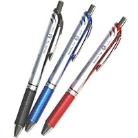 Pentel Energel Deluxe RTX Retractable Liquid Gel Pen,0.5mm, Fine Line, Needle Tip, Black.blue.red Ink-value set of 3