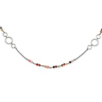 14.9mm Chisel Stainless Steel Polished With Multi colored Agate Beaded Necklace 35.5 Inch Jewelry for Women