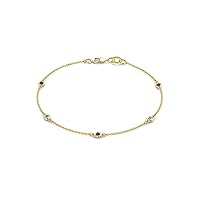 Petite Red Garnet and Diamond (SI2-I1,G-H) by the Yard 5 Stations Bracelet 0.28 ctw in 14K Gold