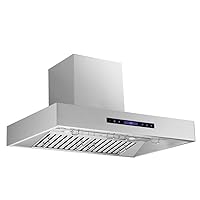 PROLINE 30-Inch Island Range Hood, Ducted, 900 CFM, Stainless Steel, LED Lights, LCD Touch Control, ULTRA-QUIET Blower Motor, 4 Speed, 3-Year Warranty, PLFI 755.30 Kitchen Hood