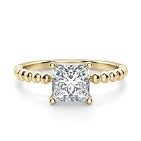 Moissanite Solitaire Engagement Rings, 1.0ct Colorless Stone, 18K Yellow Gold Setting