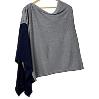Women's Colorblock Cotton Poncho, Navy, One Size