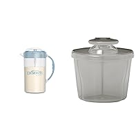 Baby Formula Mixing Pitcher, 32oz & Formula Dispenser for Travel with Snap-On Lid, Blue & Gray