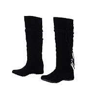 Womens Long Boots Sidestep Cowboy Boots Low Mid Knee High Lacing with Tassels Boots for Adult and Girls Pink 10.5