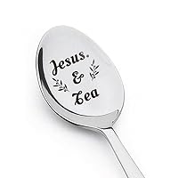 Jesus and Tea Spoon Gifts for Women Men Jesus Tea Lovers Gift for Grandma Dad Christian Gifts for Friend Daughter Christmas Birthday Gift for Husband Aunt Tea jesus Gift Spoons