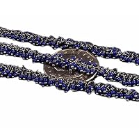 36 inch long gem lapis lazuli quartz 2mm rondelle shape smooth cut beads wire wrapped black rhodium plated cluster rosary chain for jewelry making/DIY jewelry crafts #Code - CLURCH-039
