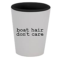 Boat Hair Don't Care - 1.5oz Ceramic White Outer and Black Inside Shot Glass