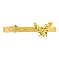 PinMart Gold and Silver Eagle Military Patriotic Engravable Tie Clip Bar