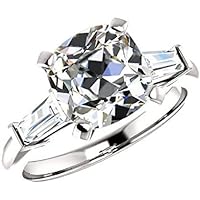 Moissanite Star Moissanite Ring Cushion 1.5 CT, Moissanite Engagement Ring/Moissanite Wedding Ring/Moissanite Bridal Ring Set, Sterling Silver Ring, Perfact Gift, Jewelry