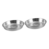 BESTOYARD 2 Pcs Pickle Dish Saucer Plates Korean Metal Side Plates Japanese Snack Stainless Steel Sauce Bowl Breakfast Snacks Condiments Server Nut Tray Container 304 Stainless Steel Fruit