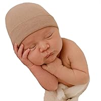 Melondipity Baby Hospital Hat - Warm Beanie Cap for Infants, Newborn, Toddlers, Boys - Cute Head Wrap for Winter, Fall - Soft Double Ply Knit Cap for Baby Shower, Birthday, First Visit Gift (Tan)