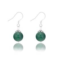 Natural Gem 925 Sterling Silver Earrings Chalcedony Clear Crystal Agate Bead Drop Stone Earrings with Hypoallergenic Hook