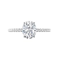 Lalit Gems 3 CT Oval Colorless Moissanite Engagement Ring for Women/Her, Wedding Bridal Ring Sterling Silver Solid Gold Diamond Solitaire 4-Prong Set Ring