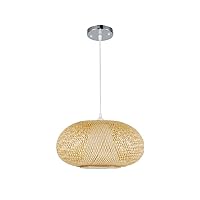 Simple Antique Elegant Chandelier Round Wooden Hanging Ceiling Light Hand Made Rattan Bamboo Cage PVC Shade E27 Accent Lighting Fixture for Cafe Bar Sushi Bar Restaurant Family Hotel Lighting D