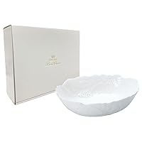Narumi 1000-23368 Salad Bowl, Gift Gallery, 9.8 inches (25 cm), White, Stylish, Cute, Relief Salad Basket, Microwave Warming, Dishwasher Safe, Made in Japan, Gift Box