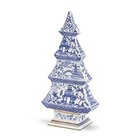 Two's Company Inc. White & Blue Ceramic Christmas Tree, 12