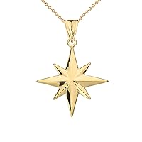 NORTH STAR PENDANT NECKLACE IN YELLOW GOLD - Pendant/Necklace Option: Pendant Only, Gold Purity:: 14K