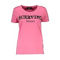 Chic Pink Embroidered Tee with Contrasting Women's Details