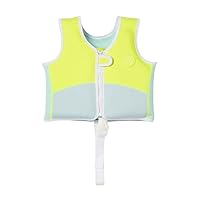 Swim Vest - for Toddlers Aged 2-3 or 33-42lbs. Constructed with Neoprene Plus a Secure Front Zip and Adjustable Safety Strap to Develop Water Confidence | Salty The Shark Aqua Neon Yellow