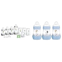 MAM Grow with Baby 15-Piece Gift Set, Newborn 0-4 Months, Anti-Colic Bottles & Easy Start Anti Colic Baby Bottle, Easy Switch Between Breast and Bottle, Reduces Air Bubbles, 3 Pack, Newborn, Boy