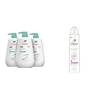 Sensitive Skin Body Wash 30.6 fl oz (Pack of 3) and Advanced Care Antiperspirant Deodorant Spray with Pro-Ceramide Technology