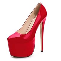 Leather Sweet Platform Pumps Women Party Wedding Shoes - 18CM Heel Height, 37