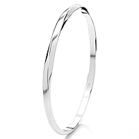 10K White Gold 2MM Twisted Square Eternity Stackable Wedding Band Ring