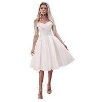 Women's Satin a-line Wedding Dresses for Bride 2022 Short Length Cocktail Bridal Ball Gowns