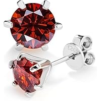 ANGEL SALES 2.10 Ct Round Cut CZ Red Ruby Stud Earrings For Girls & Women's 14K White Gold Finish