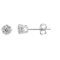 1/4 Carat Total Weight (cttw) Round Diamond Studs - 14K White Gold Earrings for Women