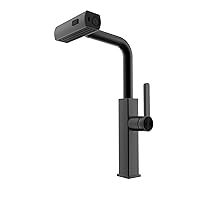 Waterfall Kitchen Faucet,Matte Black Kitchen Faucet with Pull Down Sprayer,Faucets for Kitchen Sink,Single Handle Kitchen Faucet Stainless Steel,Pull Out Sprayer Kitchen Faucets