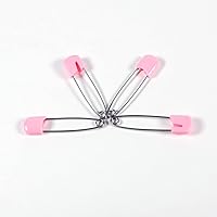 OsoCozy Cloth Diaper Nappy Pins 4 Packs - 4 Stainless Steel Safety Pins with Locking Plastic Heads. Durable, Safe and Cute 2.2 Inches Long (Pink)