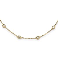 1.2mm True Origin 14k Gold 1 Carat Lab Grown Diamond SI D E F 16 Station Necklace 16 Inch Jewelry for Women