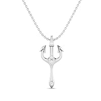 2.5 MM Round Moissanite Diamond Trident of Poseidon Pendant in 925 Sterling Silver Greek Mythology Necklace Ancient Necklace