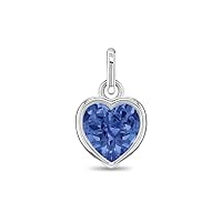 925 Sterling Silver Simulated Birthstone Heart Love Charm For Girls & Teens - Heart Shaped Jewelry Accessories for Teenage Girls Charm Bracelets - Birth Month Gifts For Young Fashionable Girls