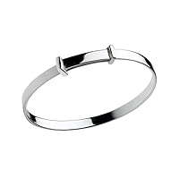Boy & Girl Jewelry - Sterling Silver Adjustable Plain Bangle Bracelet (4 1/4-5 3/4 in)