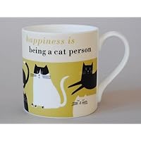 Happiness is Being a Cat Person Contemporary Bone China Mug - Stoke on Trent, England - Olive