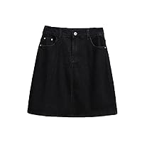 Women's Autumn Plus Size Loose A-Line Denim Skirt Solid Elastic Waist Slim Skirt