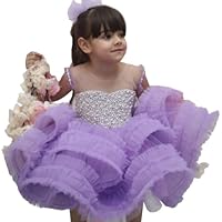 Pearl Baby Girl Dress - Princess Pageant Dress for Wedding Kids Pearls Prom Ball Gowns with Bow-Knot