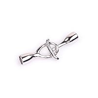 JOE FOREMAN 14K White Gold Filled Hook & Eye Toggle Necklace Clasp for DIY Jewelry Craft Making Necklace Bracelets Supplies (15x40mm)