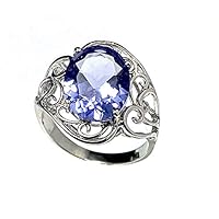 R1516P Classic Style Purple Twilight Helenite Oval (6x8mm,1.6Ct) Sterling Silver Ring