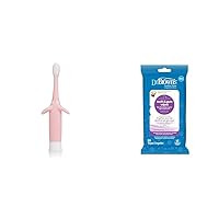 Dr. Brown's Infant-to-Toddler Training Toothbrush, Soft for Baby's First Teeth, Pink Elephant, 0-3 Years & Tooth and Gum Wipes, 30 Count
