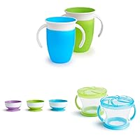 Munchkin® Miracle® 360 Trainer Sippy Cup with Handles (2 Pack) Snack Catcher® Toddler Snack Cups (2 Pack)