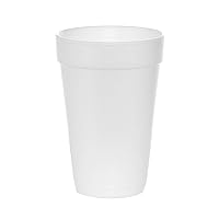 Tezzorio (100 Count) 16 oz White Foam Cups, Foam Drinking Cups, Disposable Insulated Foam Cups for Hot/Cold Drinks